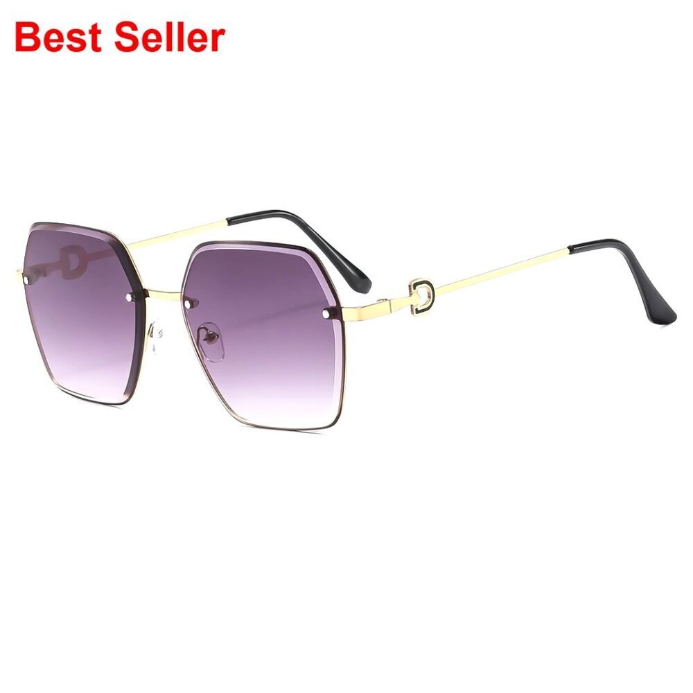 Frameless Square Sunglasses UV400 Protection Lightweight Women Retro Oversized